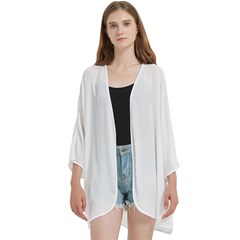 Open Front 3/4 Sleeve Batwing Chiffon Cardigan Kimono