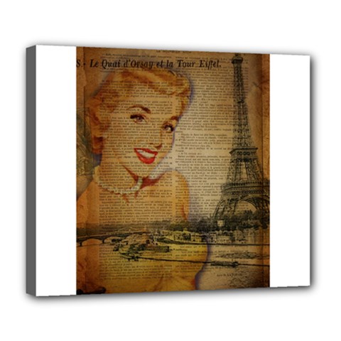 Yellow Dress Blonde Beauty   Deluxe Canvas 24  X 20  (framed) by chicelegantboutique