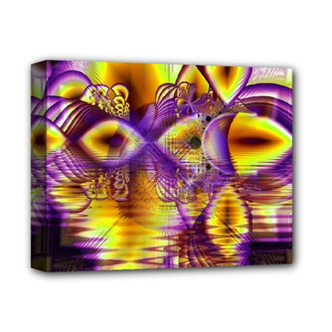 Golden Violet Crystal Palace, Abstract Cosmic Explosion Deluxe Canvas 14  X 11  (framed) by DianeClancy