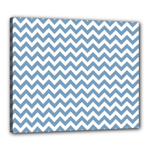 Blue And White Zigzag Canvas 24  X 20  (framed)