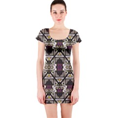 Abstract Geometric Modern Seamless Pattern Short Sleeve Bodycon Dress