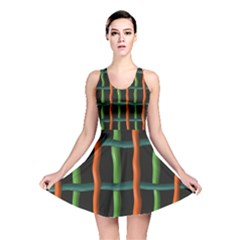 Orange Green Wires Reversible Skater Dress by LalyLauraFLM