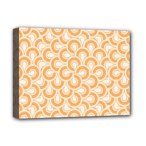 Retro Mirror Pattern Peach Deluxe Canvas 16  X 12  