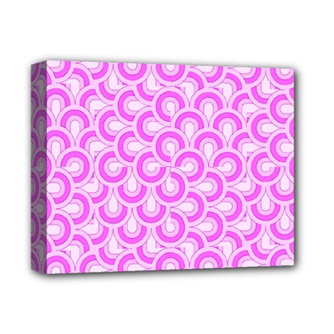 Retro Mirror Pattern Pink Deluxe Canvas 14  X 11  by ImpressiveMoments