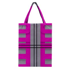 Florescent Pink Grey Abstract  Classic Tote Bags