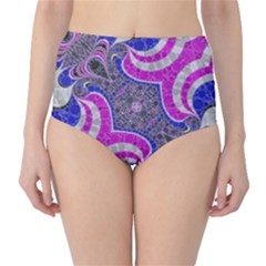 Pink Black Blue Abstract  High-waist Bikini Bottoms