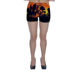 Beautiful Unicorn Silhouette In The Sunset Skinny Shorts by FantasyWorld7