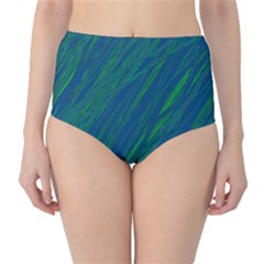 Green Pattern High-waist Bikini Bottoms