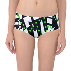 Black, White And Green Chaos Mid-waist Bikini Bottoms