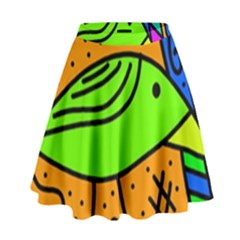 Green Bird High Waist Skirt by Valentinaart