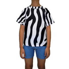 Zebra Horse Skin Pattern Black And White Kids  Short Sleeve Swimwear by picsaspassion