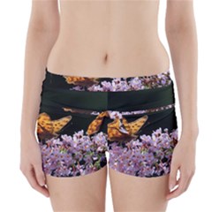 Butterfly Sitting On Flowers Boyleg Bikini Wrap Bottoms