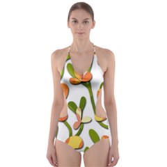 Decorative Floral Tree Cut-out One Piece Swimsuit