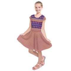 Colorful Winter Pattern Kids  Short Sleeve Dress