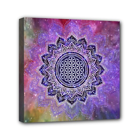 Flower Of Life Indian Ornaments Mandala Universe Mini Canvas 6  X 6  by EDDArt