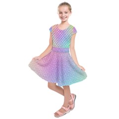 Rainbow Colorful Grid Kids  Short Sleeve Dress