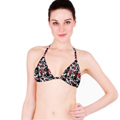 Red Abstract Flowers Bikini Top