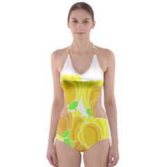 Yellow Flowers Cut-out One Piece Swimsuit