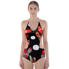 Playful Airplanes  Cut-out One Piece Swimsuit