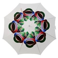 Futuristic Funny Monster Character Face Straight Umbrellas by dflcprints