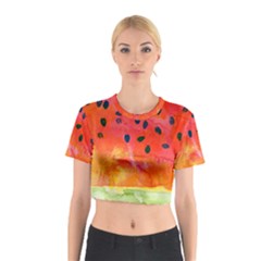 Abstract Watermelon Cotton Crop Top by DanaeStudio