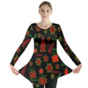 Red and green Xmas pattern Long Sleeve Tunic  View1