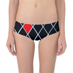 Elegant Black And White Red Diamonds Pattern Classic Bikini Bottoms