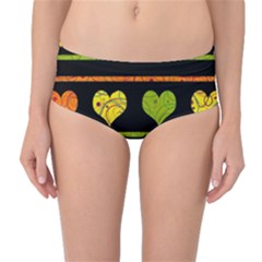 Colorful Harts Pattern Mid-waist Bikini Bottoms