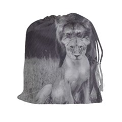 King And Queen Of The Jungle Design  Drawstring Pouches (xxl)