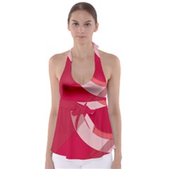 Red Material Design Babydoll Tankini Top