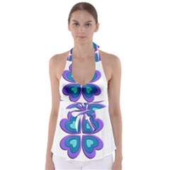 Light Blue Heart Images Babydoll Tankini Top