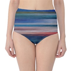 Background Horizontal Lines High-waist Bikini Bottoms