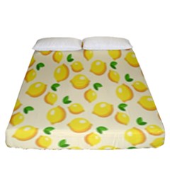 Pattern Template Lemons Yellow Fitted Sheet (king Size) by Nexatart