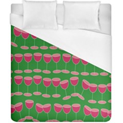 Wine Red Champagne Glass Red Wine Duvet Cover (california King Size) by Nexatart