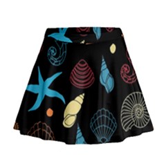 Seahorse Starfish Seashell Shell Mini Flare Skirt