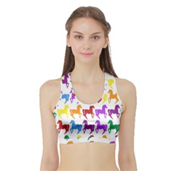 Colorful Horse Background Wallpaper Sports Bra With Border by Amaryn4rt