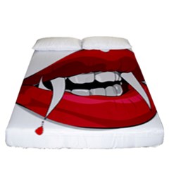 Mouth Jaw Teeth Vampire Blood Fitted Sheet (california King Size) by Simbadda