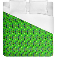 Green Abstract Art Circles Swirls Stars Duvet Cover (king Size) by Simbadda