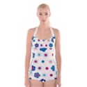 Floral pattern Boyleg Halter Swimsuit  View1