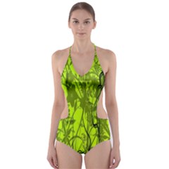 Concept Art Spider Digital Art Green Cut-out One Piece Swimsuit