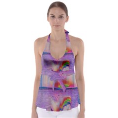 Glitch Art Abstract Babydoll Tankini Top