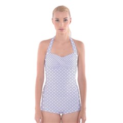 Polka Dots Boyleg Halter Swimsuit 