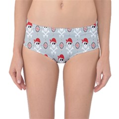 Blue Pirate Pattern Design Mid Waist Bikini Bottom