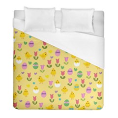 Easter - Chick And Tulips Duvet Cover (full/ Double Size) by Valentinaart