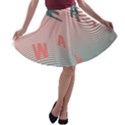 Heat Wave Chevron Waves Red Green A-line Skater Skirt View1