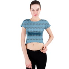 Bicycles Pattern Crew Neck Crop Top by linceazul