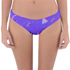 Vintage Unique Graphics Memphis Style Geometric Style Pattern Grapic Triangle Big Eye Purple Blue Reversible Hipster Bikini Bottoms