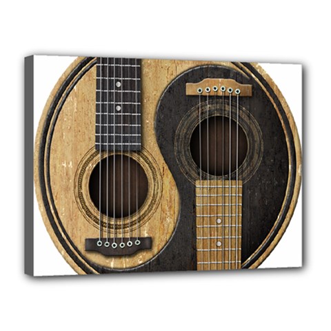 Old And Worn Acoustic Guitars Yin Yang Canvas 16  X 12  by JeffBartels