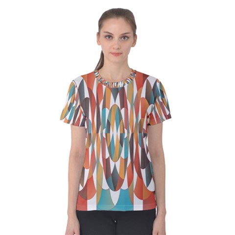 Colorful Geometric Abstract Women s Cotton Tee by linceazul