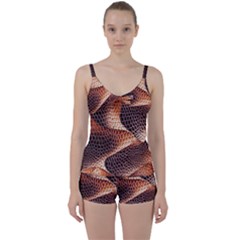 Snake Python Skin Pattern Tie Front Two Piece Tankini